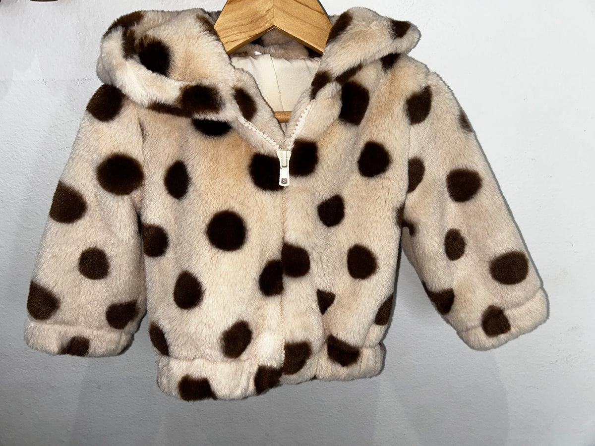 Brown dots furry sweatr 6-12m