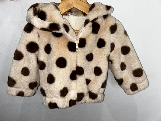 Brown dots furry sweatr 6-12m