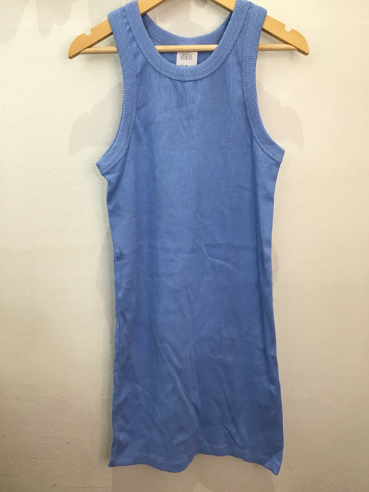 Dress blue ribbed 11-12y