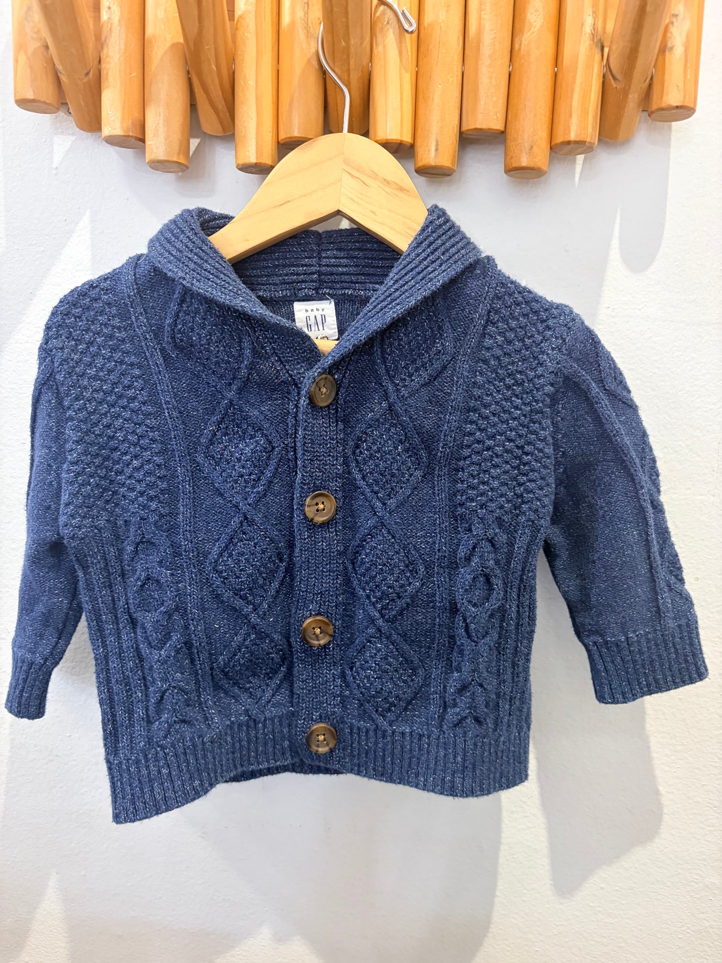 Speckled blue collared sweater 6-12m