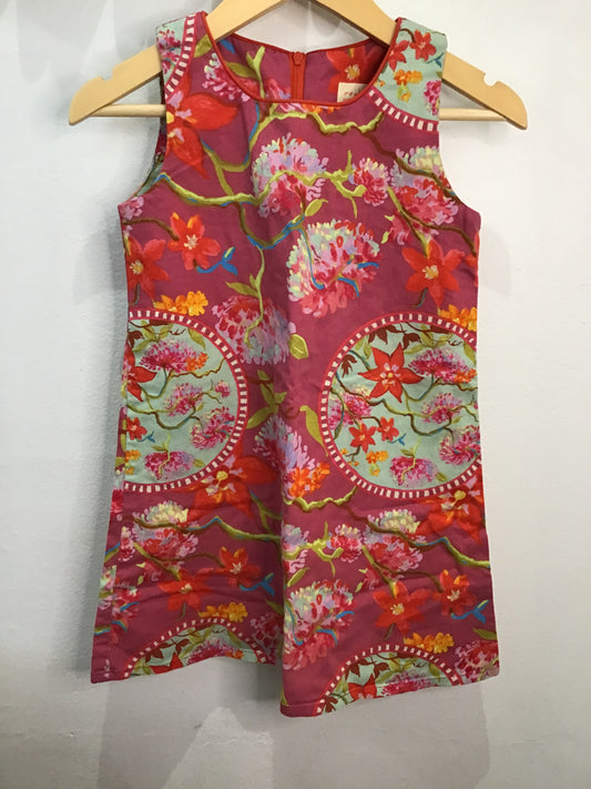 Dress Red Thread designs painted 5y