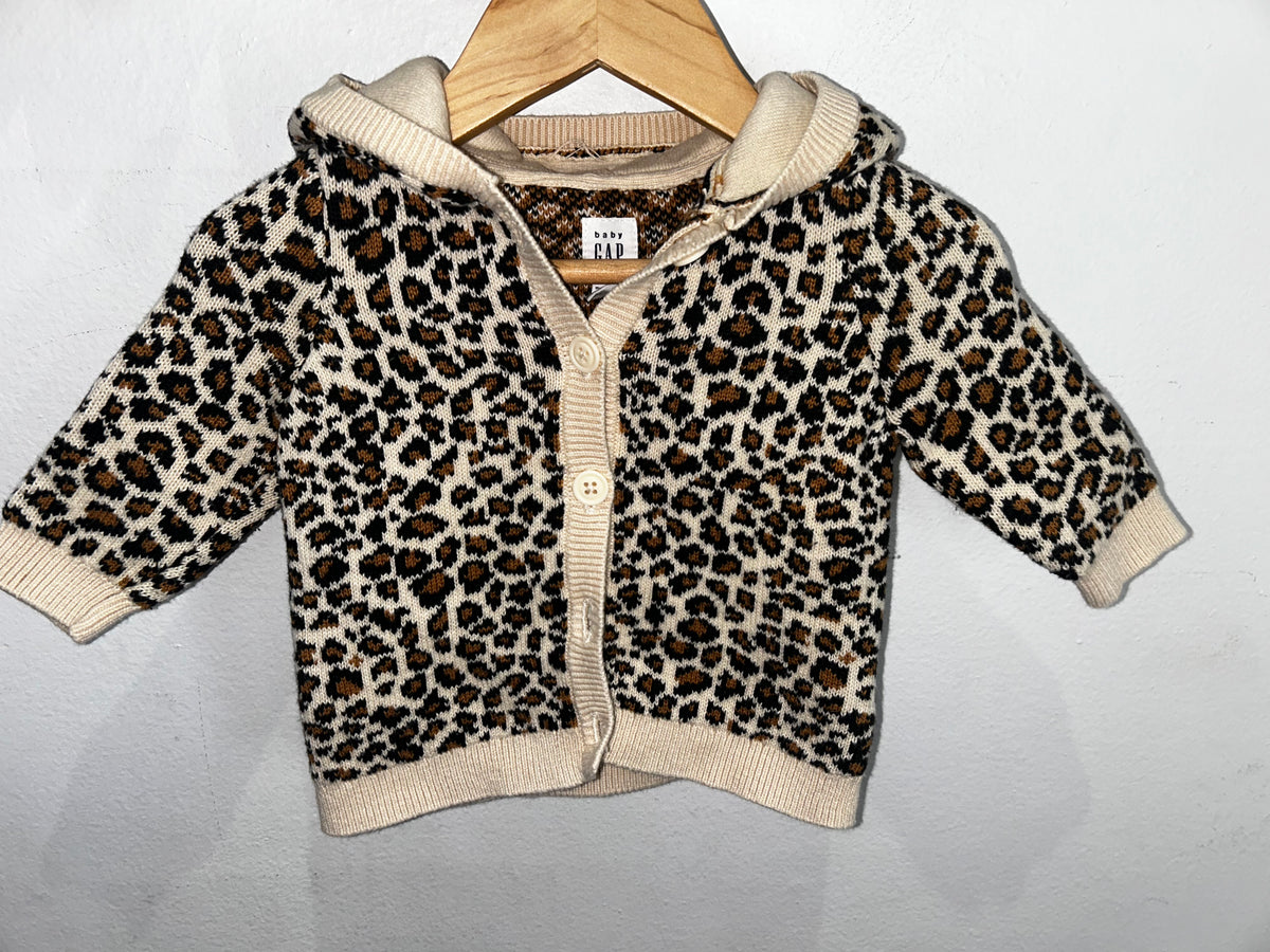 Leopard hooded cardigan 0-3m