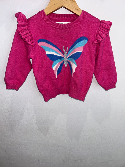 Hatley pink butterfly sweater 9-12m