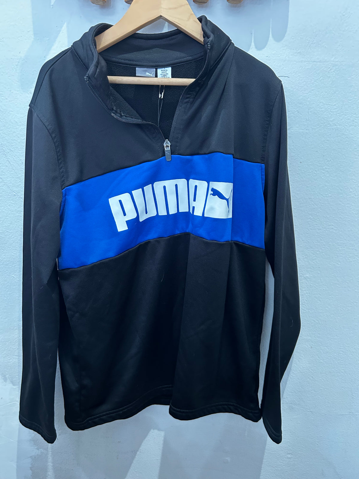 Puma black and blue quarter zip 14-16y