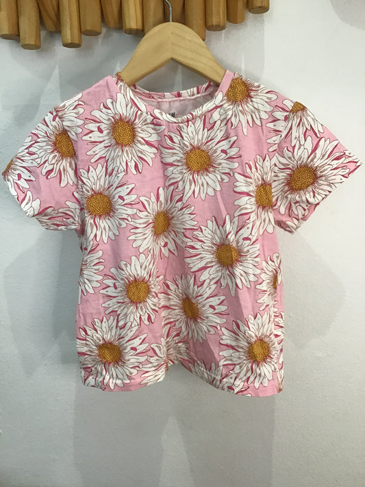 Tee white flowers 4-6y