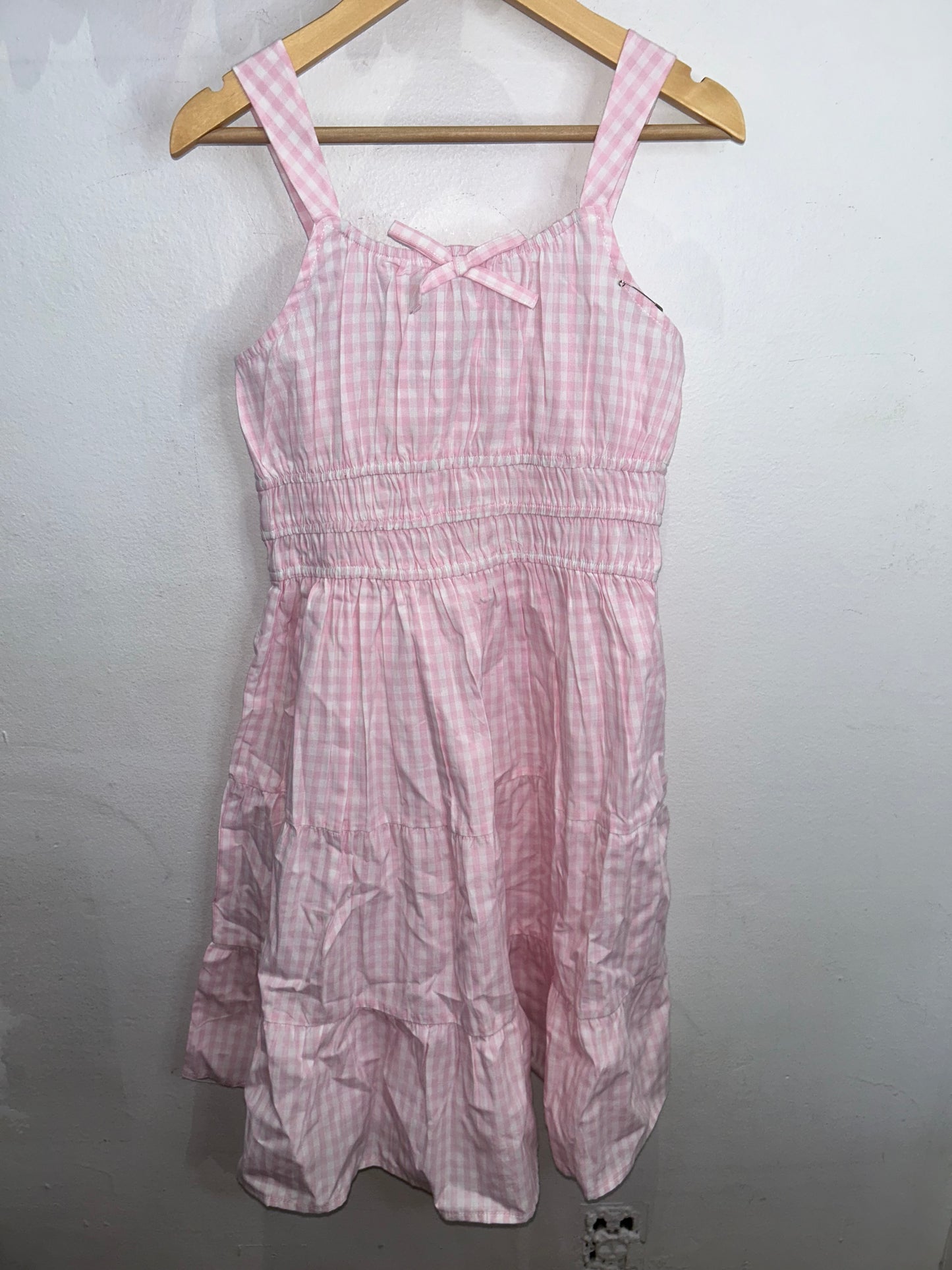 Pink checkered pintuck dress 12y