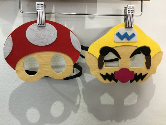 Wario & super mushroom masks- one size