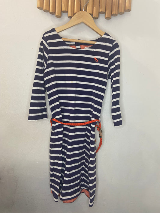 Blue stripe belt dress 8-10y