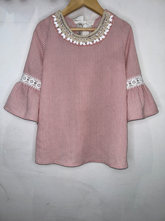 Red stripe blouse 8y