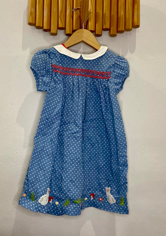 Baby Boden bunnies smock dress 2-3y