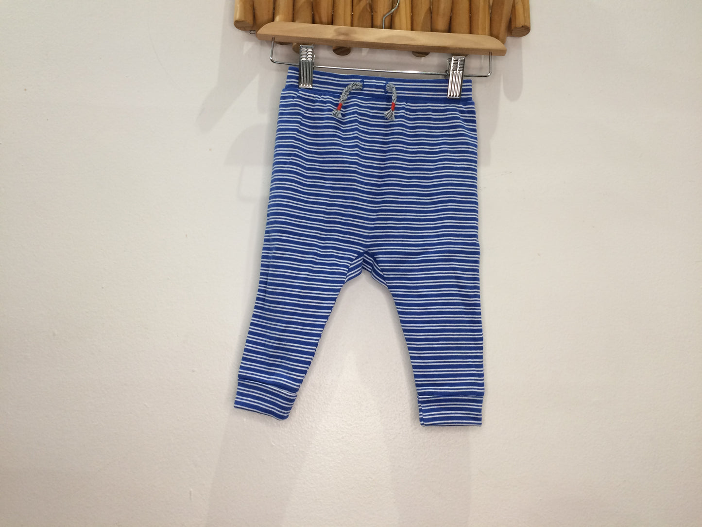 Blue stripe cotton joggers 12-18m