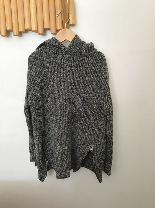 Grey thick knit hoodie 9y