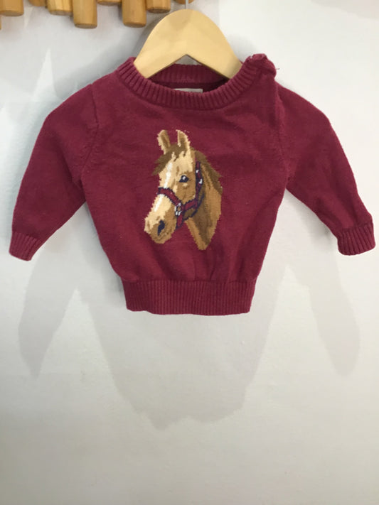 Sweater maroon horse 3-6m