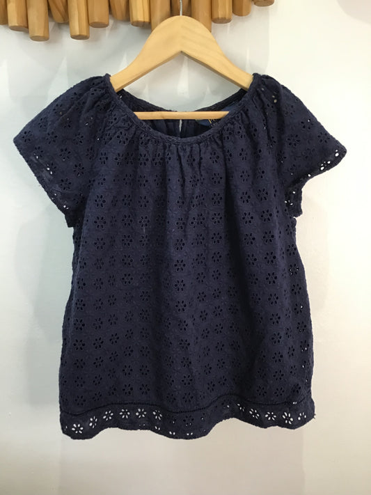 Blouse navy eyelet 6y