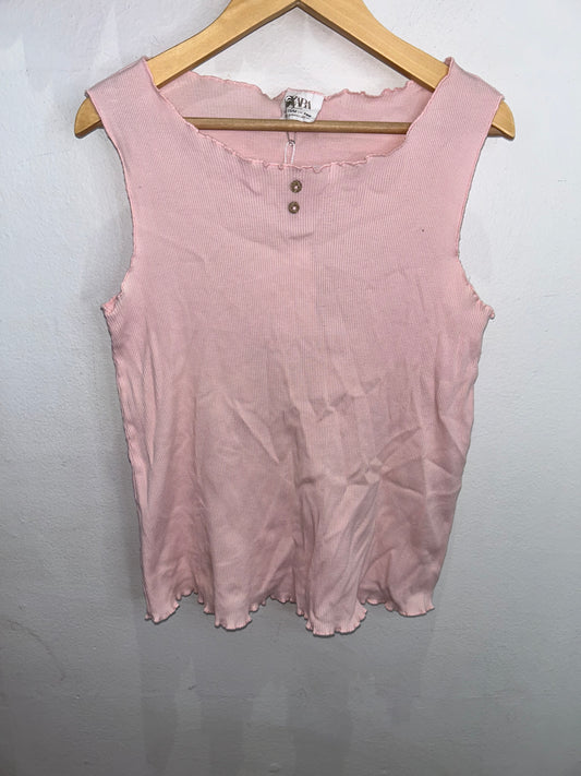 Pink lettuce hem tanktop 11-12y