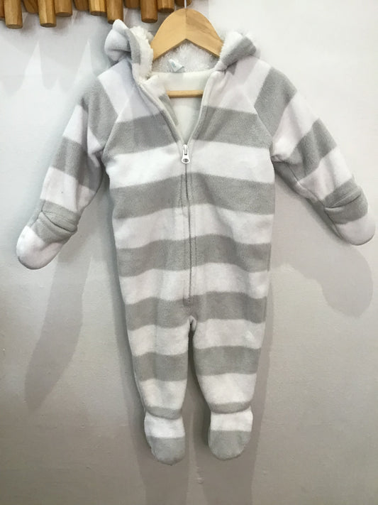 Grey stripe fleecy bunting 6-12m