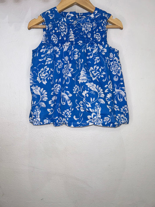 Tea  Collection blue print blouse 3y