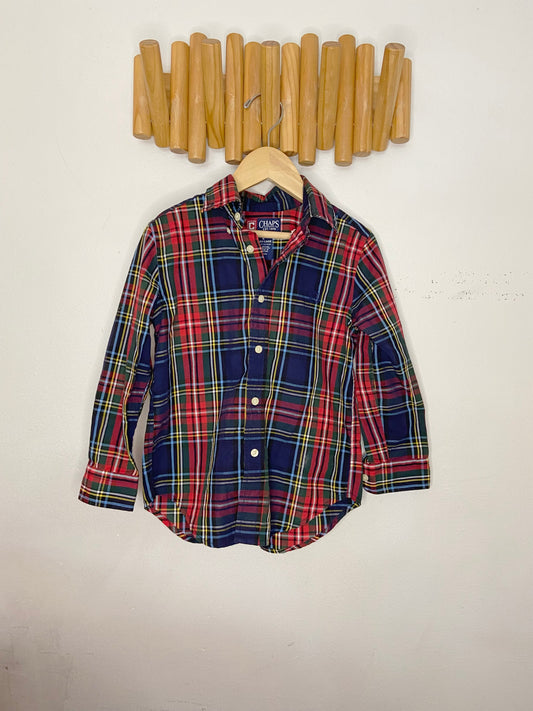 Red checkered easy care shirt 4y