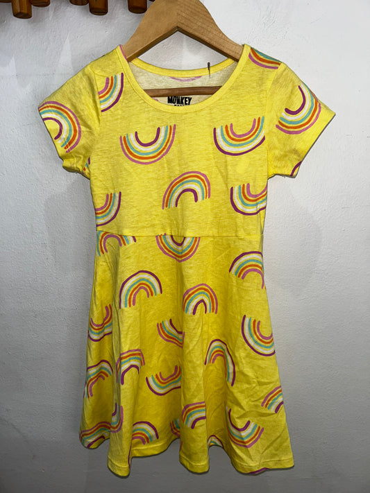 Yellow rainbow dress 2-3y