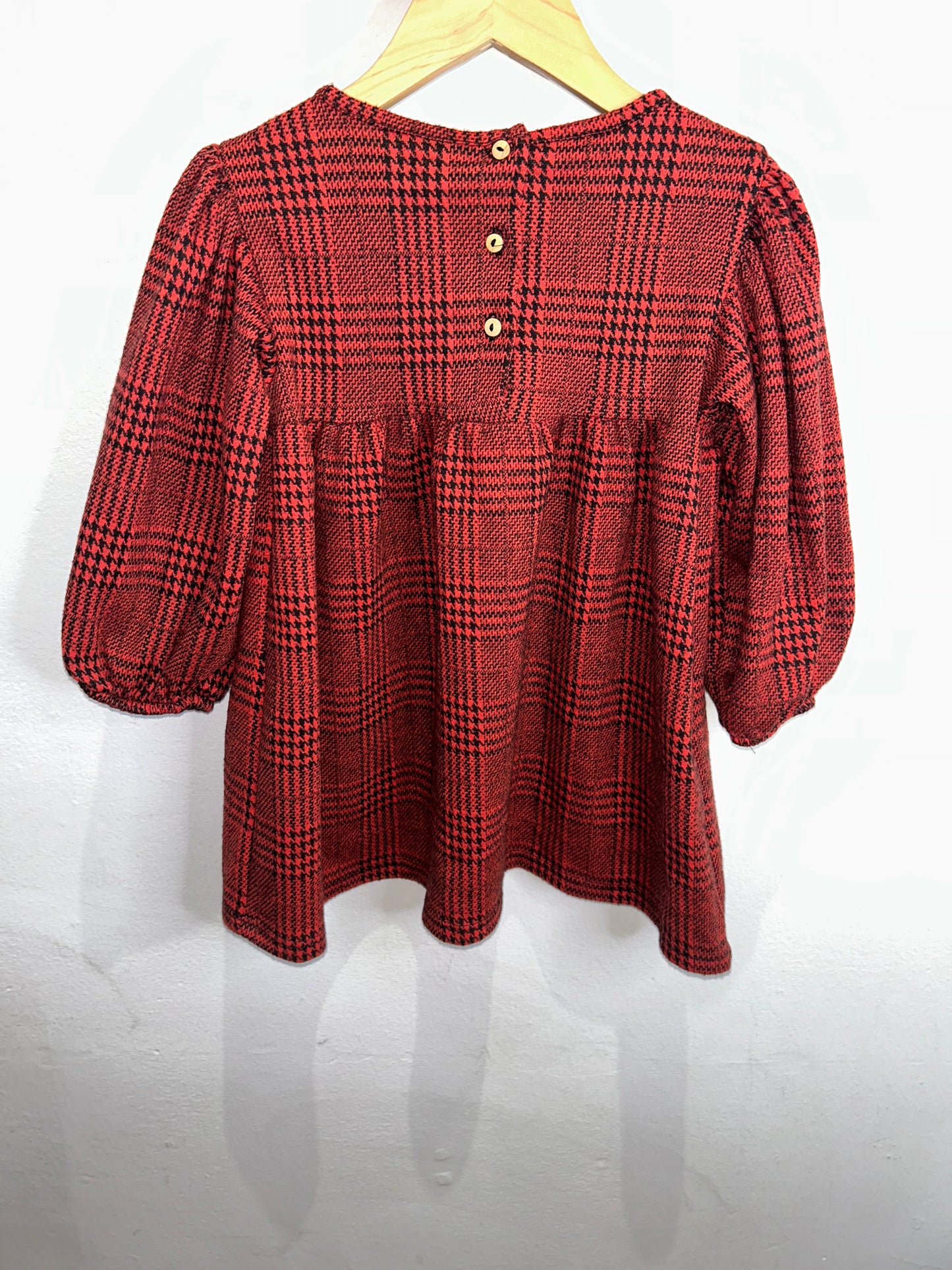 Red checkered knit dress 2-3y