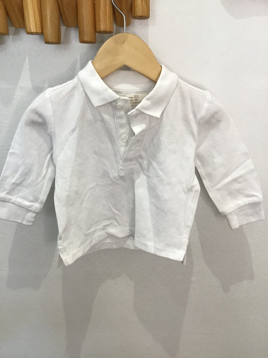 Longsleeve white polo 4-6m