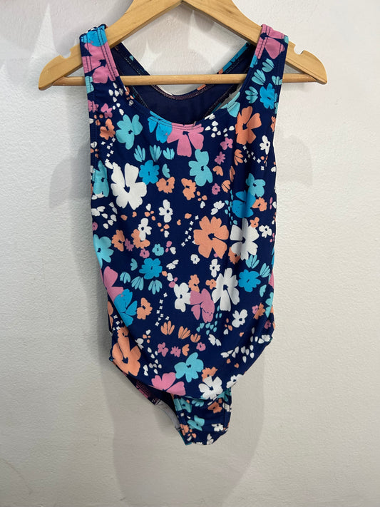 Navy floral swimsuit 7y