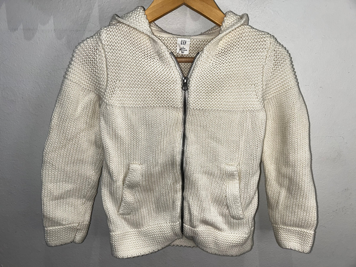 Cream knit zip-up 5y