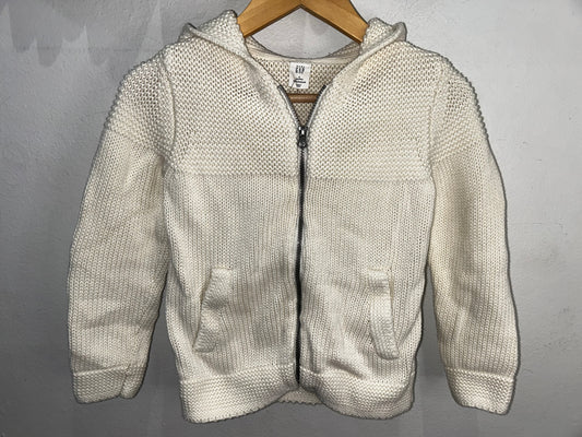 Cream knit zip-up 5y