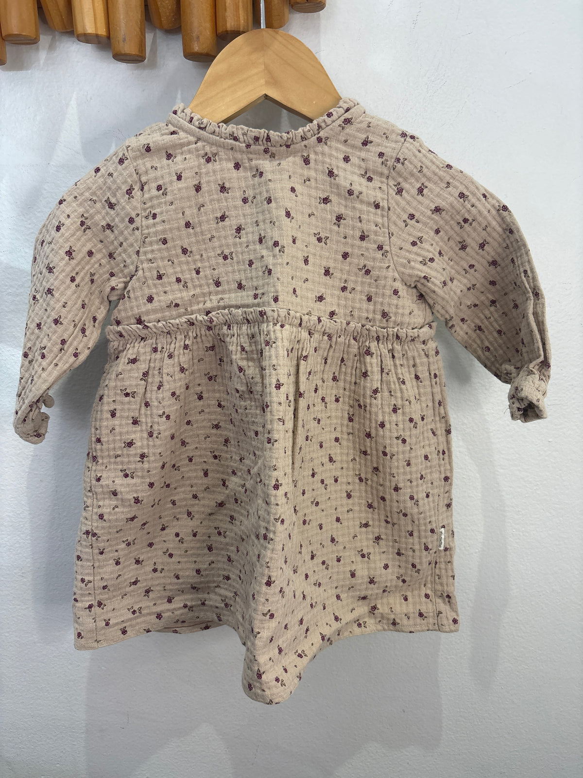 Minymo beige floral dress 6m