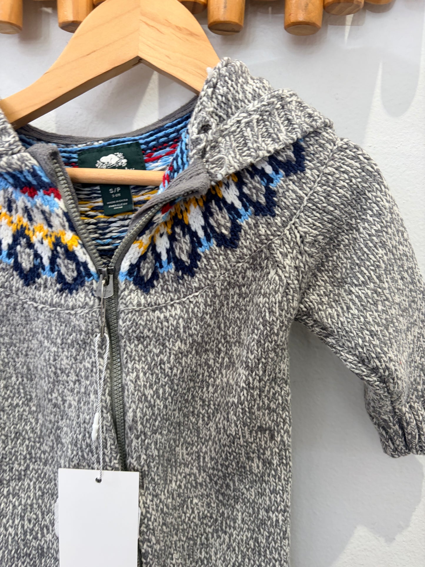 Roots printed grey sweater romper 3-6m