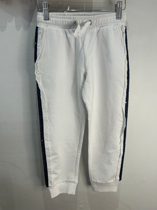 White joggers lace and sparkle 5-6y