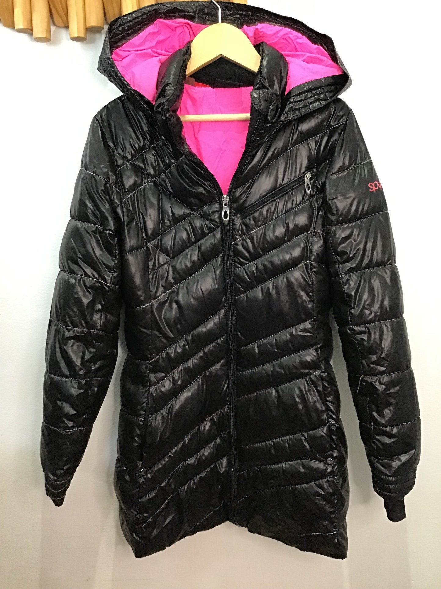 Shiny black midweight puffer 8-10y