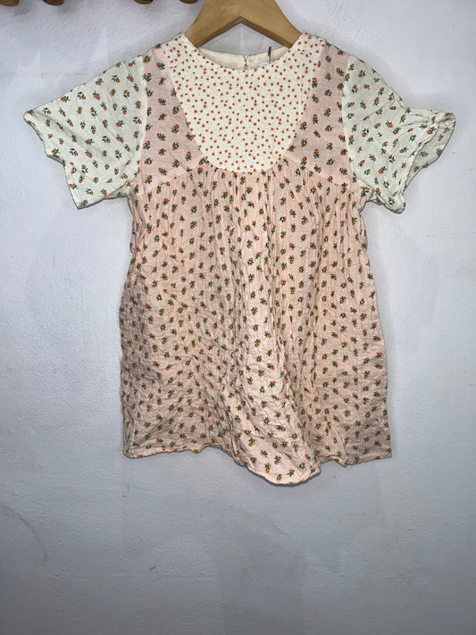 Pink and cream dress 2-3y