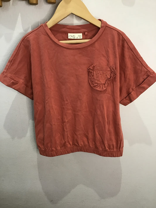 Peach sparkle pocket tee 6-7y