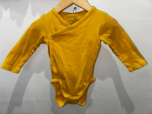 Yellow side button onesie 3-6m