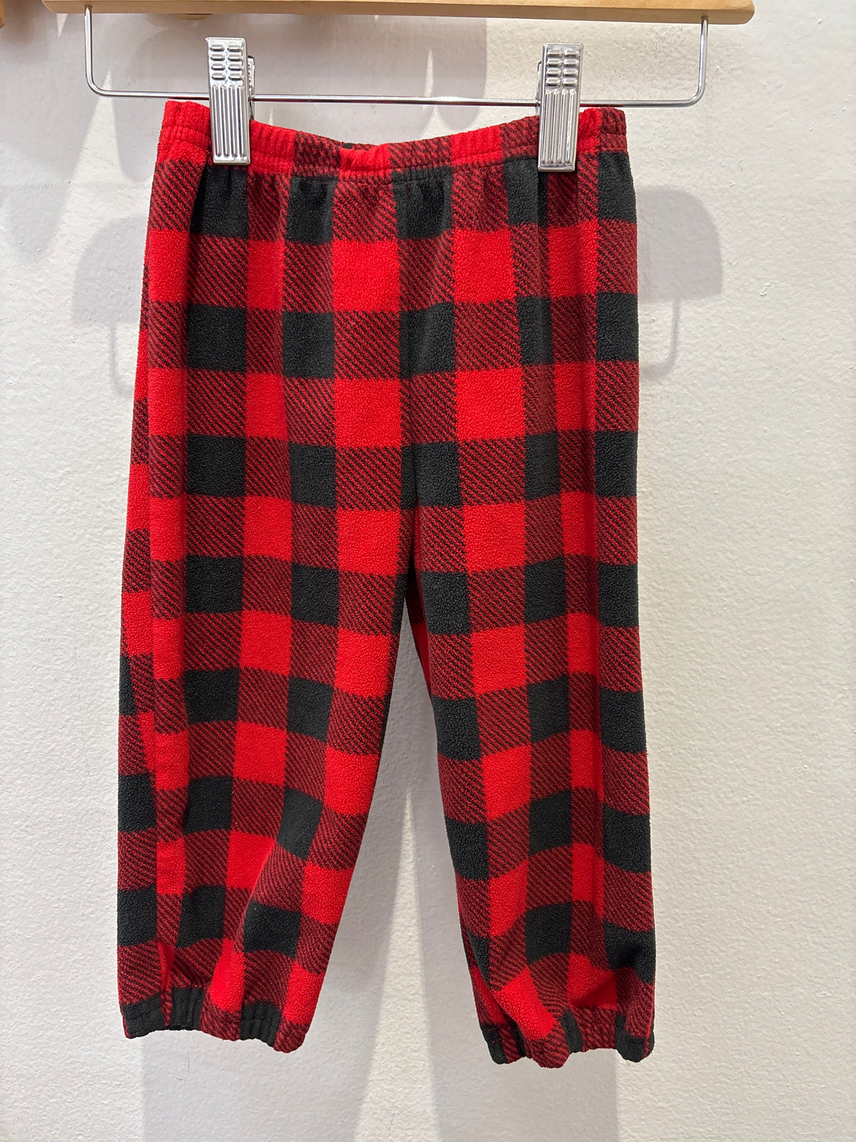 Fleece red checkered pants 24m