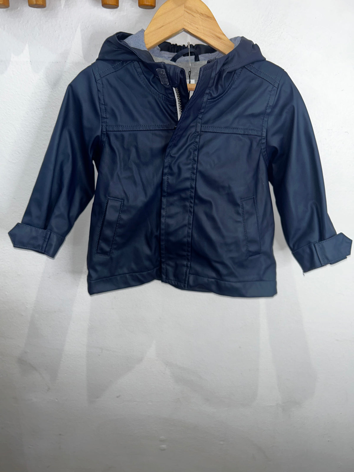 Navy rain jacket 12-18m