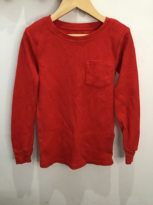 Red waffle pocket longsleeve 7y