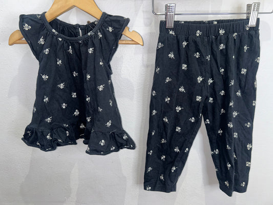 Black floral set 18-24m