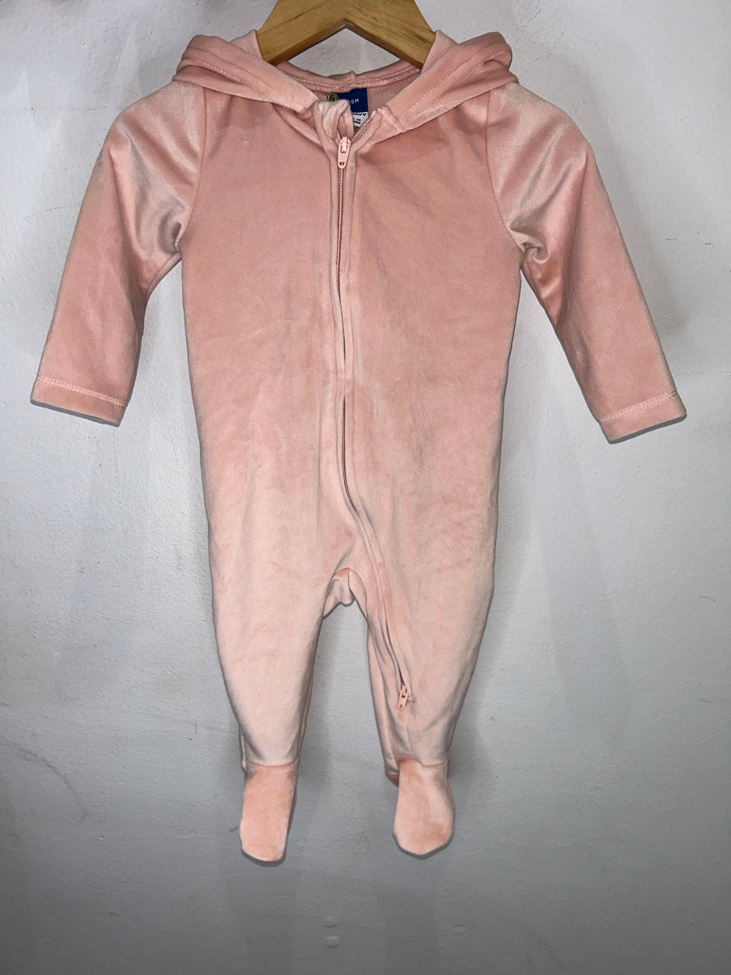 Brushed fleece pink dino romper 6-9m