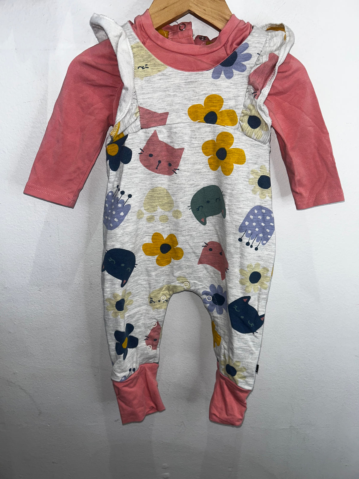 Deuxpardeux cat romper w tee 6m