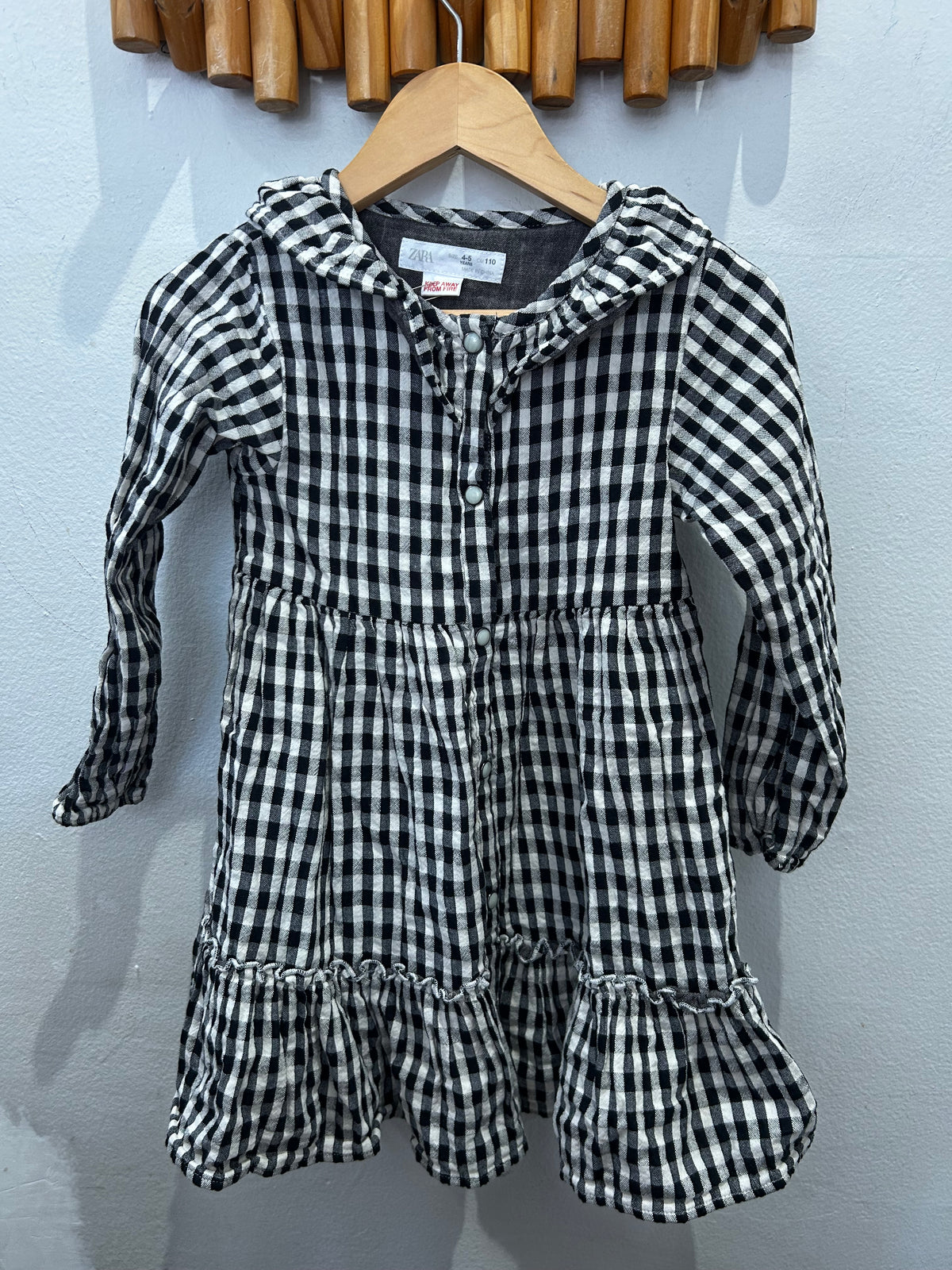 Black checkered dress 4-5y