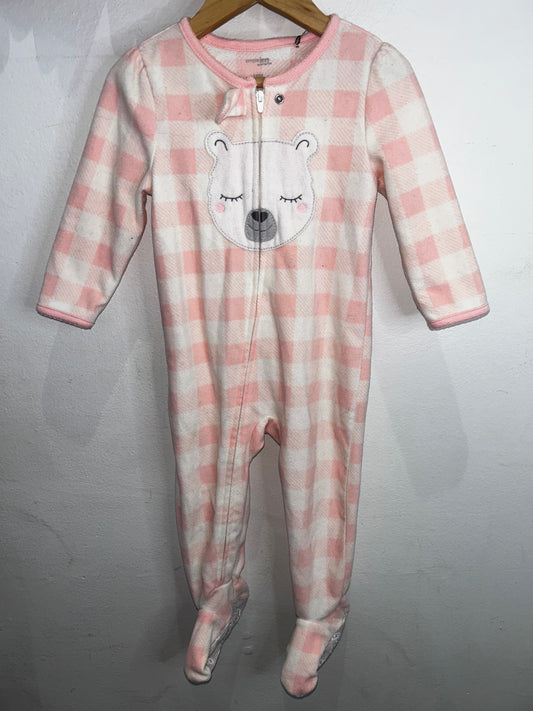 Pink bear fleece sleeper 18m