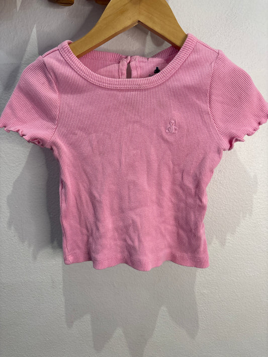 Pink ribbed tee 12-18m