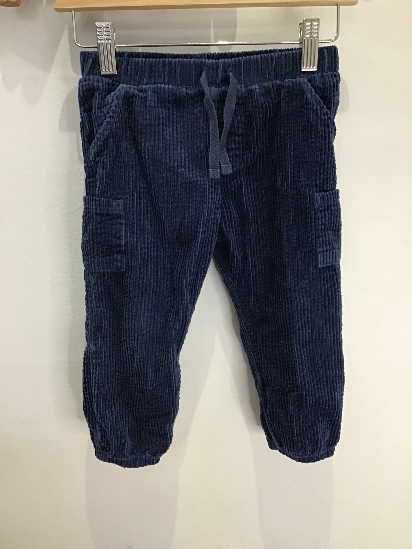 Blue soft corduroy pull-on pants 18-24m