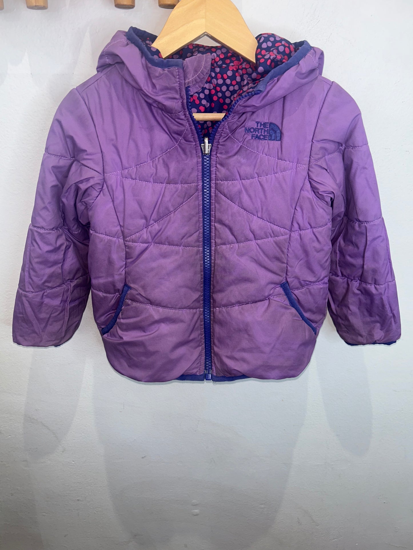 The North Face reversible purple jacket 5-6y