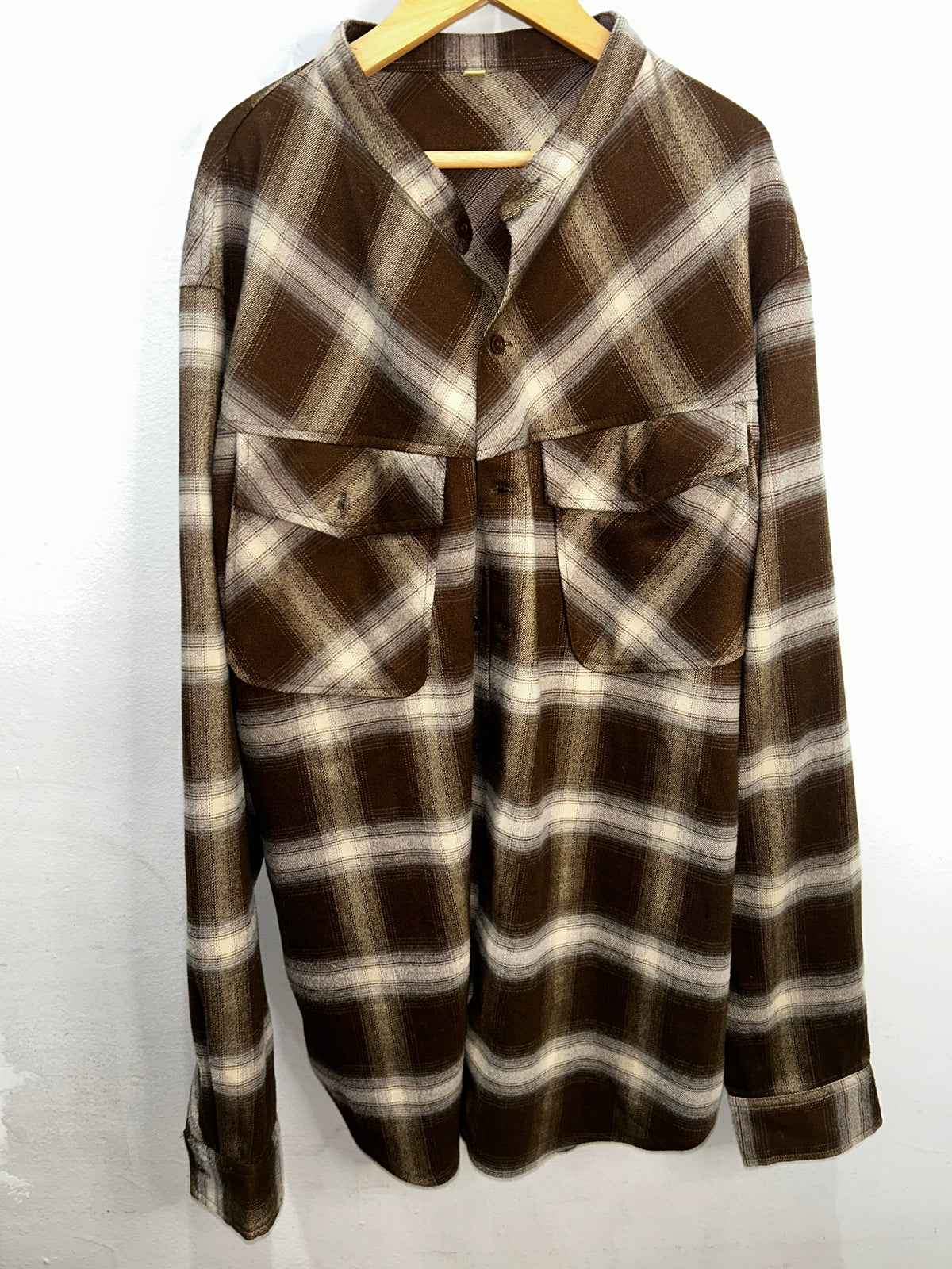 Brown checkered flannel shirt-  adult Large