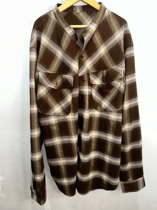 Brown checkered flannel shirt-  adult Large