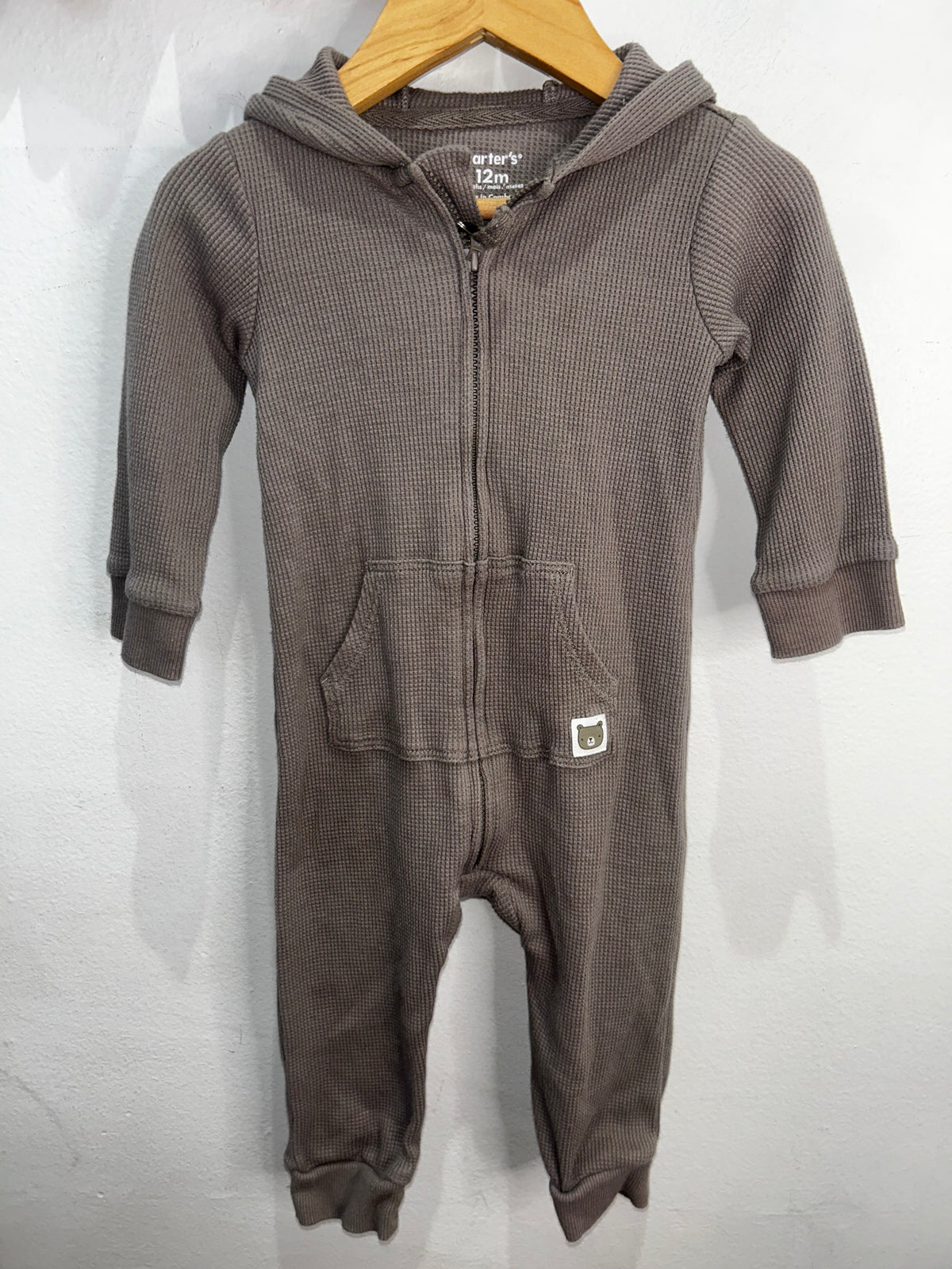 Grey waffle romper 12m