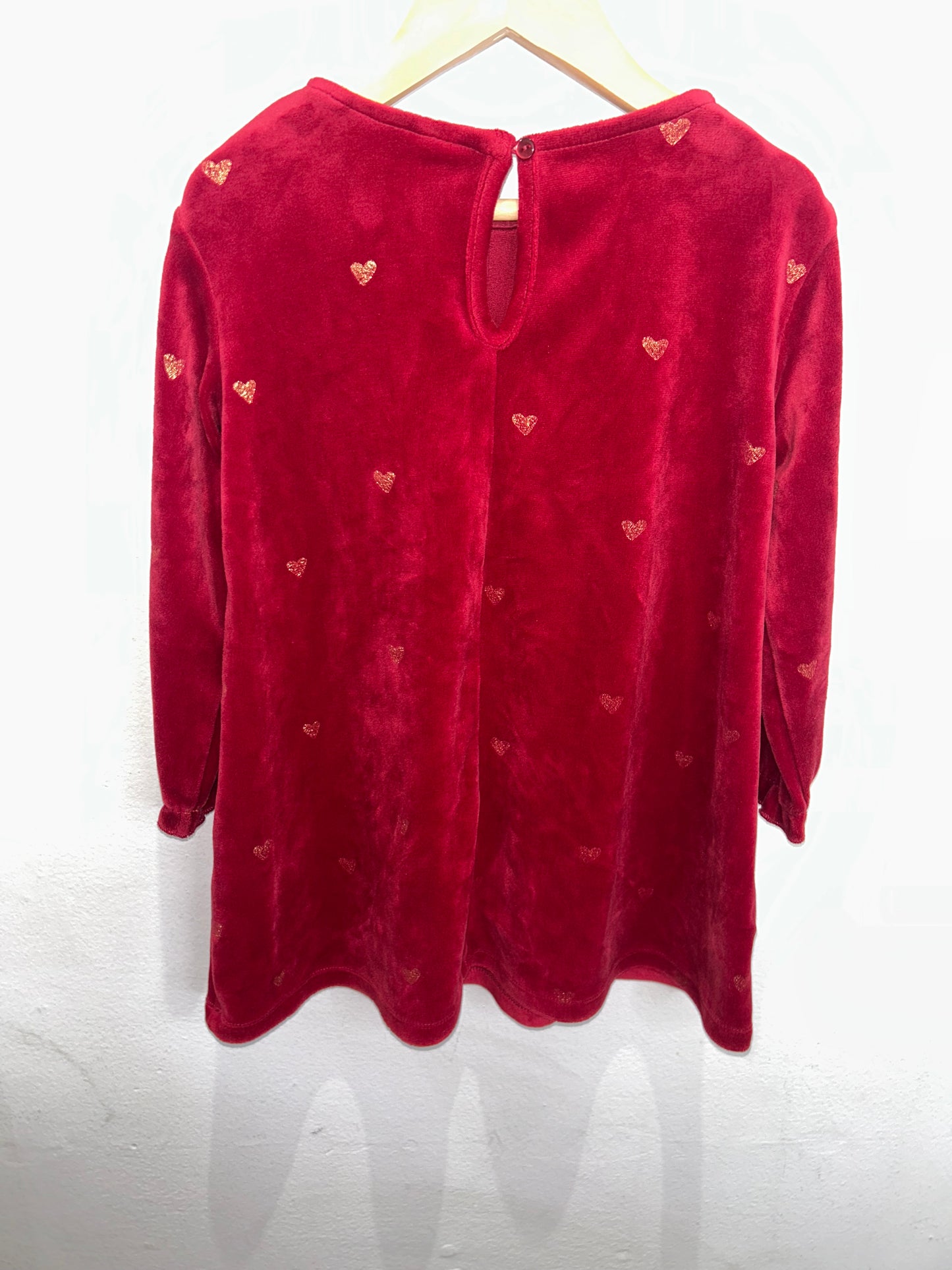 Red velour hearts dress 2-3y